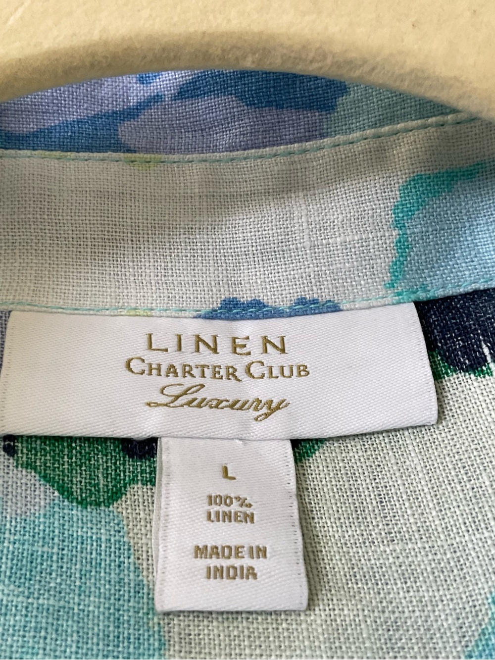 Charter Club Linen Floral Button-Front Dress in Aqua & Green - Picture 5 of 5